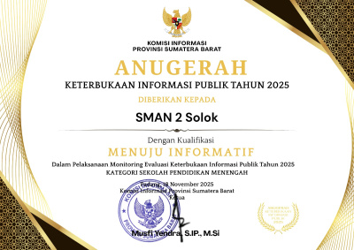 SMAN 2 Solok Raih Predikat Menuju Informatif pada Monev KI Sumbar 2025